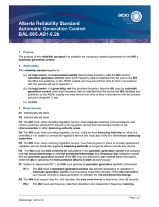 Alberta Reliability Standard Automatic Generation Control BAL-005-AB1-0.2b