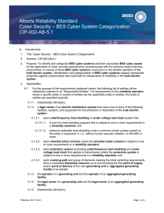 Alberta Reliability Standard – BES Cyber System Categorization Cyber Security CIP-002-AB-5.1