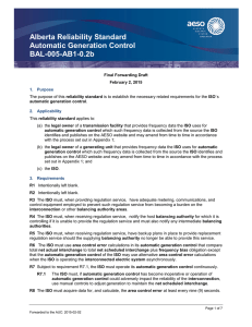 Alberta Reliability Standard Automatic Generation Control BAL-005-AB1-0.2b