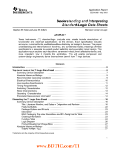 Understanding and Interpreting Standard-Logic Data Sheets Application Report