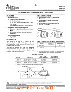 HIGH-SPEED FULLY DIFFERENTIAL I/O AMPLIFIERS THS4120 THS4121 FEATURES