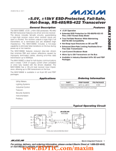 MAX13085E +5.0V, ±15kV ESD-Protected, Fail-Safe, Hot-Swap, RS-485/RS-422 Transceiver General Description