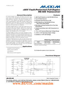 MAX13448E ±80V Fault-Protected Full-Duplex RS-485 Transceiver General Description