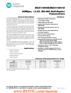 MAX14840E/MAX14841E 40Mbps, +3.3V, RS-485 Half-Duplex Transceivers General Description