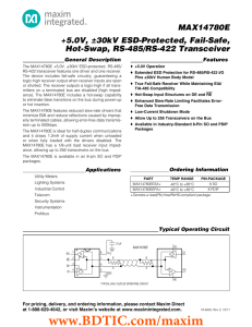 MAX14780E +5.0V, ±30kV ESD-Protected, Fail-Safe, Hot-Swap, RS-485/RS-422 Transceiver General Description