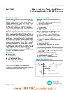 MAX15062 60V, 300mA, Ultra-Small, High-Efficiency, Synchronous Step-Down DC-DC Converters General Description