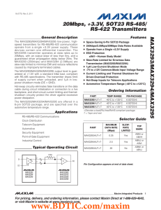 MAX3293/MAX3294/MAX3295 20Mbps, +3.3V, SOT23 RS-485/ RS-422 Transmitters General Description