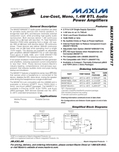 MAX9716/MAX9717 Low-Cost, Mono, 1.4W BTL Audio Power Amplifiers General Description