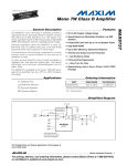 MAX9737 Mono 7W Class D Amplifier General Description Features