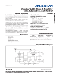 MAX98502 Boosted 2.2W Class D Amplifier with Automatic Level Control General Description