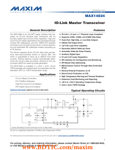 MAX14824 IO-Link Master Transceiver General Description Features