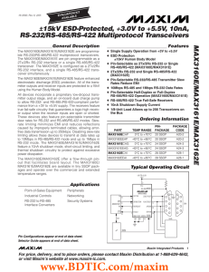 MAX3160E/MAX3161E/MAX3162E ±15kV ESD-Protected, +3.0V to +5.5V, 10nA, RS-232/RS-485/RS-422 Multiprotocol Transceivers General Description
