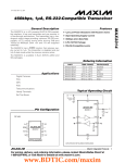 MAX3314 460kbps, 1µA, RS-232-Compatible Transceiver General Description Features