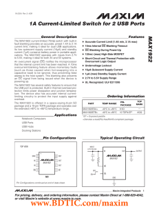 MAX1922 1A Current-Limited Switch for 2 USB Ports General Description Features