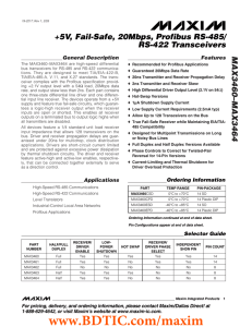MAX3460–MAX3464 +5V, Fail-Safe, 20Mbps, Profibus RS-485/ RS-422 Transceivers General Description