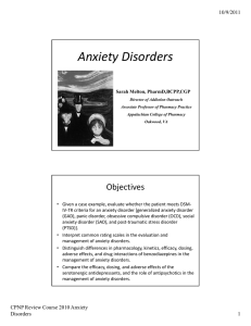 Psychopharmacology of Anxiety Disorders