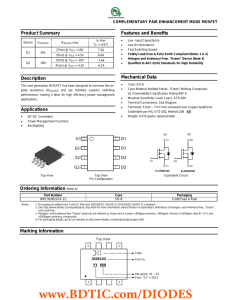 Product Summary Features and Benefits  COMPLEMENTARY PAIR ENHANCEMENT MODE MOSFET
