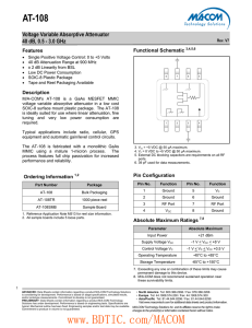 AT-108 Voltage Variable Absorptive Attenuator 40 dB, 0.5 - 3.0 GHz