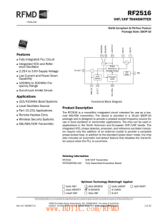RF2516 VHF/UHF TRANSMITTER Features