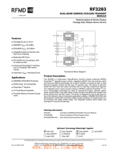 RF3283 DUAL-BAND GSM900/DCS1800 TRANSMIT MODULE Features