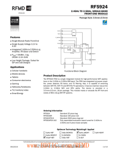 RF5924 2.4GHz TO 2.5GHz, SINGLE-BAND FRONT-END MODULE Features