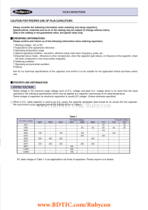 CAUTION FOR PROPER USE OF FILM CAPACITORS FILM CAPACITORS