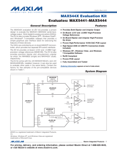 MAX544X Evaluation Kit Evaluates: MAX5441–MAX5444 General Description Features
