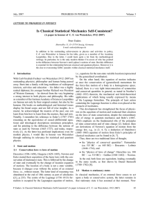 Is Classical Statistical Mechanics Self-Consistent? (A paper in honor of C. F. von Weizsäcker, 1912–2007)