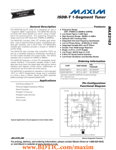 MAX2163 ISDB-T 1-Segment Tuner General Description Features