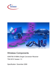 Wireless Components ASK/FSK 915MHz Single Conversion Receiver TDA 5212 Version 1.3