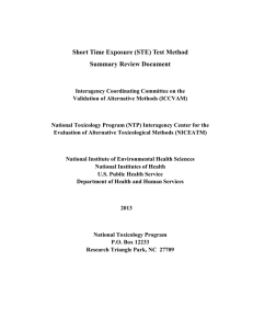 Short Time Exposure (STE) Test Method Summary Review Document