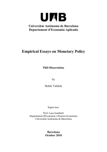 Empirical Essays on Monetary Policy Universitat Autònoma de Barcelona Departament d'Economia Aplicada