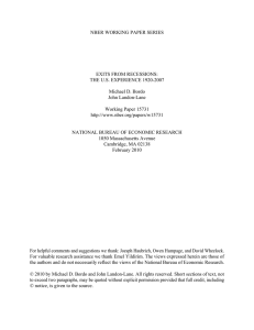 NBER WORKING PAPER SERIES EXITS FROM RECESSIONS: THE U.S. EXPERIENCE 1920-2007