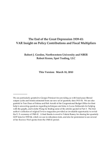 The End of the Great Depression 1939‐41:   VAR Insight on Policy Contributions and Fiscal Multipliers 