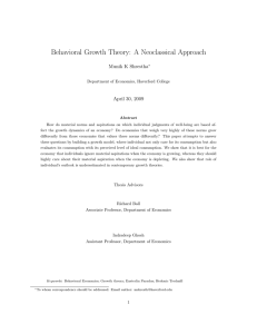 Behavioral Growth Theory: A Neoclassical Approach Munik K Shrestha April 30, 2009
