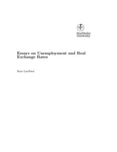 Essays on Unemployment and Real Exchange Rates Hans Lindblad