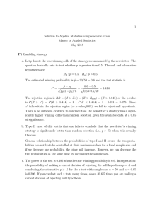Solution to MAS Applied exam May 2015