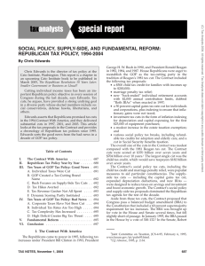 SOCIAL POLICY, SUPPLY-SIDE, AND FUNDAMENTAL REFORM: REPUBLICAN TAX POLICY, 1994-2004