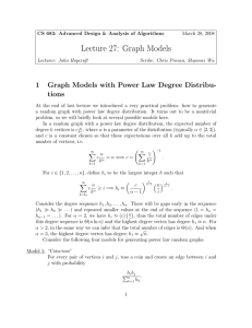 Lecture 27 March 28 Power Law Graphs