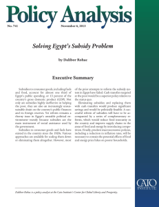 Solving Egypt’s Subsidy Problem Executive Summary by Dalibor Rohac No. 741