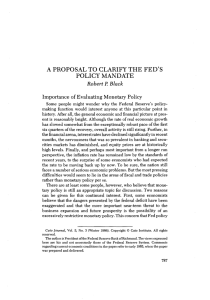 POLICY MANDATE A PROPOSAL TO CLARIFY THE FED’S Robert P. Black