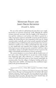 Monetary Policy and Asset Prices Revisited Donald L. Kohn