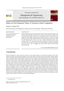 Management &amp; Engineering Study on Non-financial Value of Tourism Listed Companies