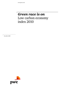 Green race is on Low carbon economy index 2010 www.pwc.co.uk