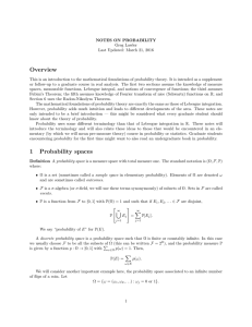 Old notes from a probability course taught by Professor Lawler