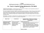 Course Outline: Topics in Applied College Mathematics (TAC.Math)