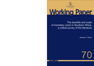 70 Working Paper The benefits and costs of monetary union in Southern Africa: