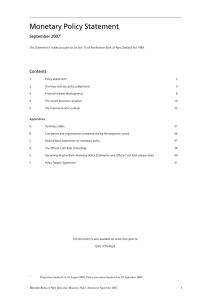 Monetary Policy Statement September 2007 Contents