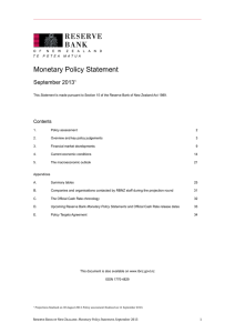 Monetary Policy Statement September 2013 Contents