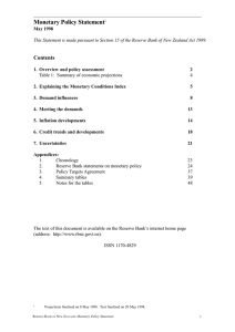 Monetary Policy Statement Contents